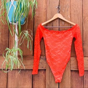 free people lace off the shoulder bodysuit